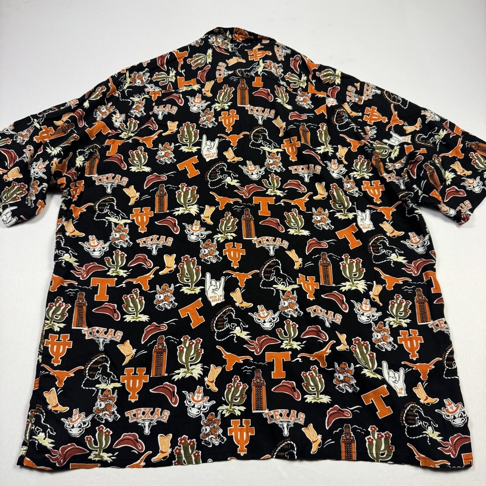 Reyn Spooner Texas‎ Longhorns Shirt Mens 2XL Black NCAA Baseball Rayon Aloha - Picture 8 of 10